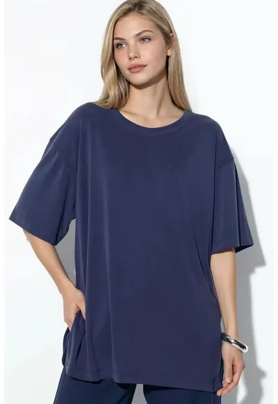 Tricou dama bleumarin - croiala lejera - maneca scurta - material modal