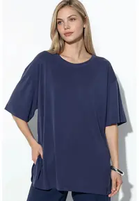 Tricou dama bleumarin - croiala lejera - maneca scurta - material modal
