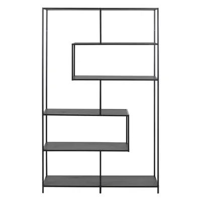 Bibliotecă neagră cu aspect de lemn de frasin 114x185 cm Seaford – Actona