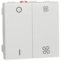Selector turatie ventilator+intrerupator O/I, 2 viteze 10A, 2 module Schneider Noua Unica NU321418, alb