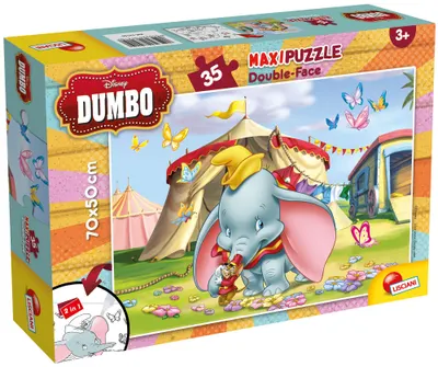Puzzle cu două fețe Lisciani pentru colorare 35 piese - Dumbo