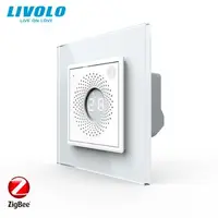 Senzor de temperatura si umiditate, control din aplicatie, ZigBee, cu rama de sticla Alb