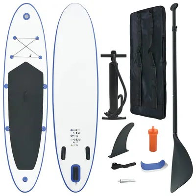 vidaXL Set placă stand up paddle SUP surf gonflabilă, albastru și alb
