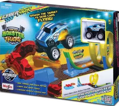 Pista de curse Maisto Cyber Racers - Micro Monster Spin and Smash, cu o masina