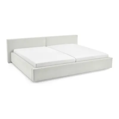 Pat matrimonial alb tapițat cu spațiu de depozitare cu somieră 200x240 cm Cube – Meise Möbel