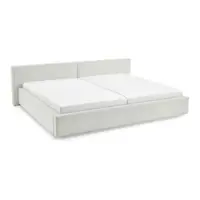 Pat matrimonial alb tapițat cu spațiu de depozitare cu somieră 200x240 cm Cube – Meise Möbel