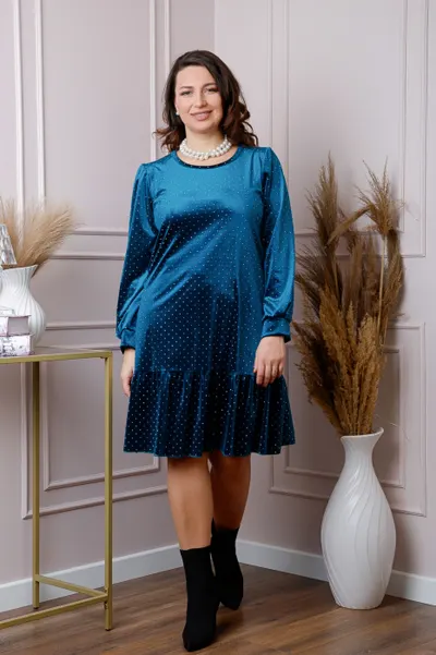 Rochie din catifea turcoaz Alessia