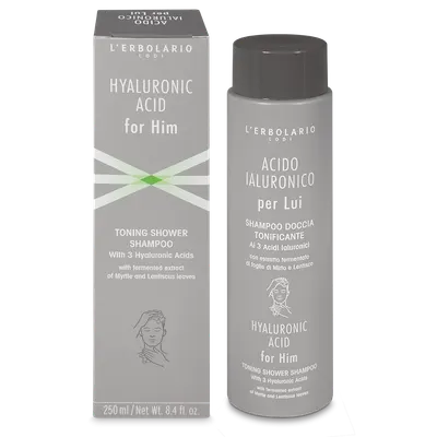 L'Erbolario Sampon tonifiant cu acid hialuronic pentru barbati, 250ml