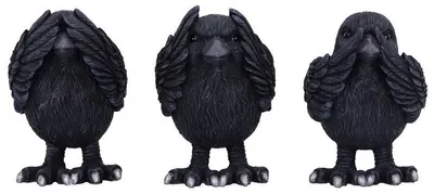 Set de statuete Nemesis Now Adult: Humor - Three Wise Ravens, 8 cm
