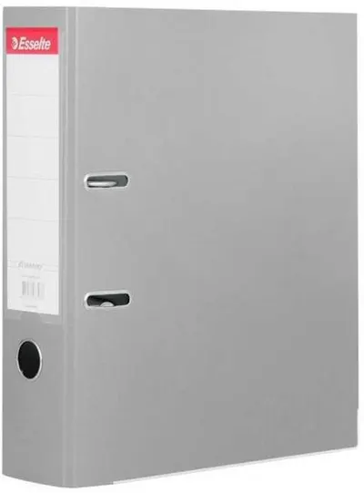 Biblioraft Esselte Eco - A4, 7,5 cm, PP, margine metalica, eticheta detasabila, gri