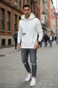 Hanorac barbati slim fit, alb, vatuit S110 D8-3