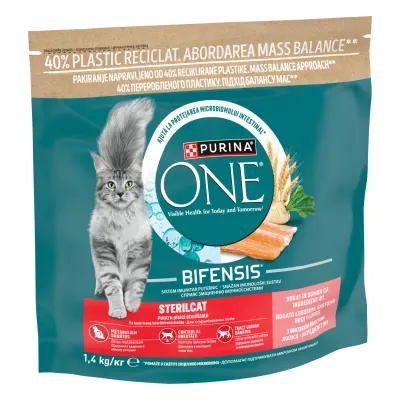 PURINA One Sterilcat, Somon și Grâu, hrană uscată pisici sterilizate, 1,4kg