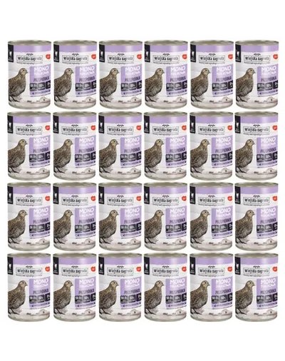 WIEJSKA ZAGRODA Hrana umeda mono-proteica pentru pisici, cu prepelita 24x400 g