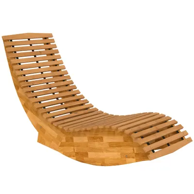 Outsunny Șezlong din lemn de acacia pliabil, ergonomic, șezlong de grădină cu formă în S și design cu lamele 60 x 156 x 77 cm | Aosom Romania