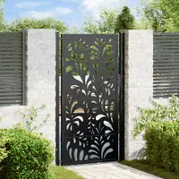 vidaXL Poartă de grădină neagră 100x175 cm, model ondulat din oțel