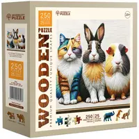 Puzzle din lemn Wooden City din 250 piese - Pisoi, iepure și cobai