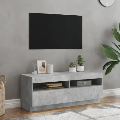 vidaXL Comodă TV cu lumini LED, gri beton, 100x35x40 cm