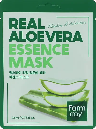 FarmStay Real Essence Mască de față folie Aloe Vera, 23 ml