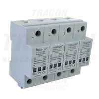 Descarcator de supratensiuni,AC/DC,clasa1+2,unitar cu soclul TTV1+2-80-4P 230/400 V, 50 Hz, 8 kA (10/350 us) 40/80 kA (8/20 us), 4P