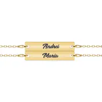 Chris - Set bratari personalizate tablita cu nume pentru cuplu din argint 925 placat cu aur galben 24K