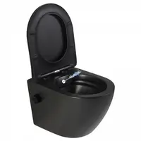 Vas wc suspendat cu functie bideu, negru mat, apa calda rece, spalare rimless, baterie inclusa Foglia Oslo