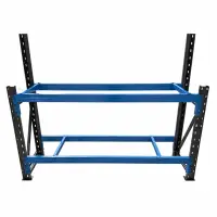 Masă de lucru industrială, cu cadru superior pentru panou, dimensiuni L2000 &times; D600 &times; H1000/1500 mm, capacitate 1000 kg/nivel-Gray &amp; Blue