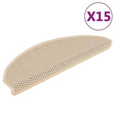 vidaXL Covorașe scări autoadezive, 15 buc., berber, 65x21x4 cm, sisal