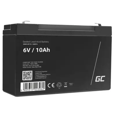 Acumulator plumb acid GreenCell 6V 10AH, terminal F1/T1, AGM16