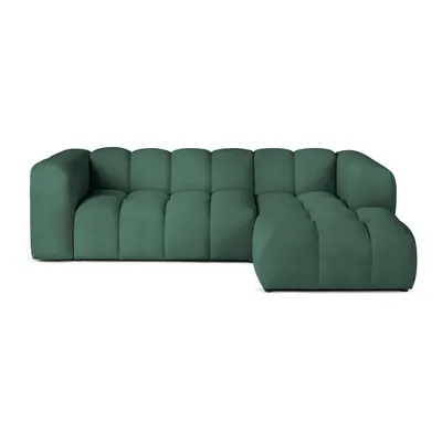 Colțar verde cu tapițerie din catifea (cu colț pe partea dreaptă, cu șezlong) Cube – Bonami Selection