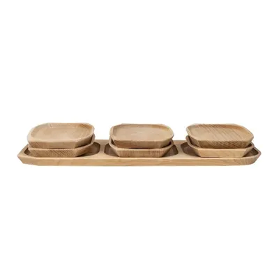 Platouri Compartimentate, Lemn de Fag, 60 x 21 x 2.5 cm, 7 Bucati