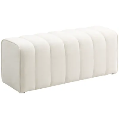 HOMCOM Banc la capătul patului, banchetă tapitată, stil modern, otoman din țesătură aspect in, 110 x 40 x 44 cm, cremă | Aosom Romania