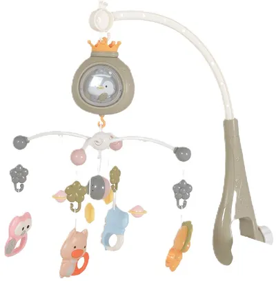 Carusel muzical pentru pat Moni Toys - Pinguin, gri
