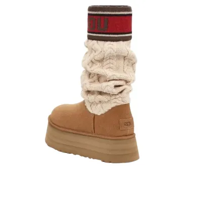 Classic Sweater Letter Boot Chestnut
