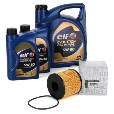 Pachet Revizie Ulei Motor Elf Evolution Full Tech FE 5W-30 5L + 2 Buc 1L + Filtru Ulei Oe Renault Avantime 2002-2003 7701479124