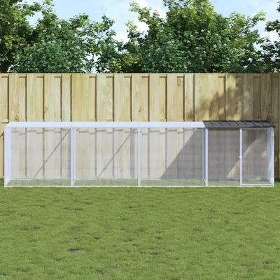 Gossi cotet pui cu acoperis, antracit, 403x98x90 cm, otel galvanizat