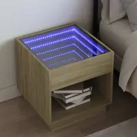 vidaXL Noptieră cu LED infinity, stejar sonoma, 50x50x50 cm