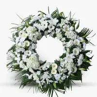 Coroana funerara cu hortensia alba si gerbera