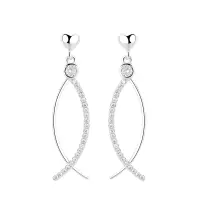 Cercei lungi de argint 925, JW1611, model cu pietre, placati cu rodiu