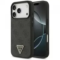 Husa MagSafe pentru Apple iPhone 17 Pro, Guess, 4G Triangle Strass, Neagra