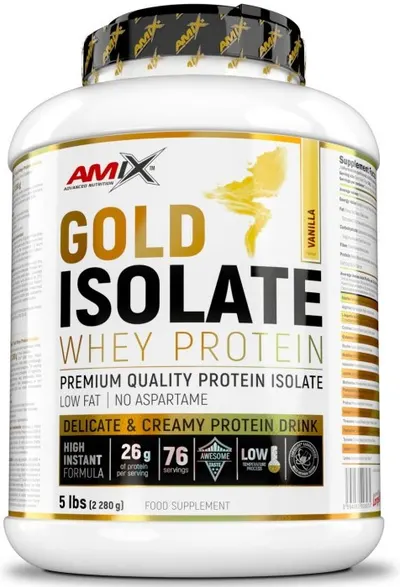 Gold Isolate Whey Protein, vanilie naturală, 2.28 kg, Amix