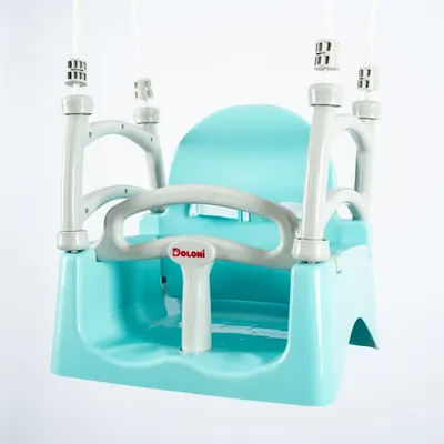 Leagan suspendabil 3 in 1 pentru copii Doloni GreyTurquoise cu suport spate, opritor picioare, centura siguranta, dimensiune 33 x 39.7 x 41.1 cm