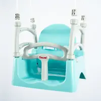 Leagan suspendabil 3 in 1 pentru copii Doloni GreyTurquoise cu suport spate, opritor picioare, centura siguranta, dimensiune 33 x 39.7 x 41.1 cm
