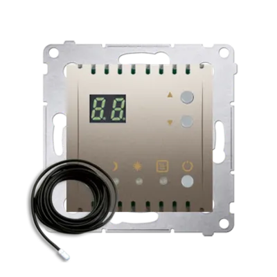 Termostat cu display, 16 (2) A, 230V ~, senzor exterior inclus, gold mat metalic
