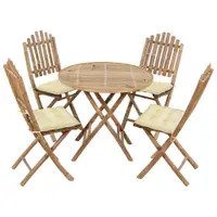 Gossi set mobilier de exterior pliabil, cu perne, 5 piese, bambus