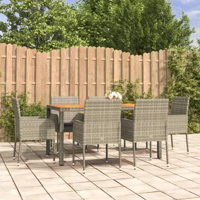 Gossi set mobilier de gradina cu perne, 7 piese, gri, poliratan
