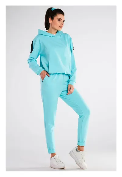 Pantaloni dama - Bumbac/Elastan - Albastru - Albastru