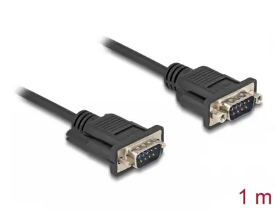 Cablu serial RS-232 DB9 T-T 1m Negru, Delock 88000