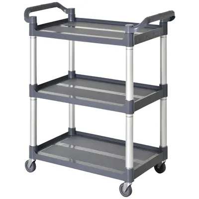 HOMCOM Cărucior de bucătărie cu 3 niveluri, 35 kg/raft, pe roți, pentru bucătărie, sufragerie, birou, 88x44x93 cm, gri | Aosom Romania