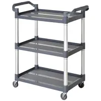 HOMCOM Cărucior de bucătărie cu 3 niveluri, 35 kg/raft, pe roți, pentru bucătărie, sufragerie, birou, 88x44x93 cm, gri | Aosom Romania
