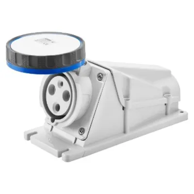Priza industriala aparenta 90° - IP67 - 2P+E 63A 200-250V 50/60HZ - BLUE - 6H - Strangere cu surub